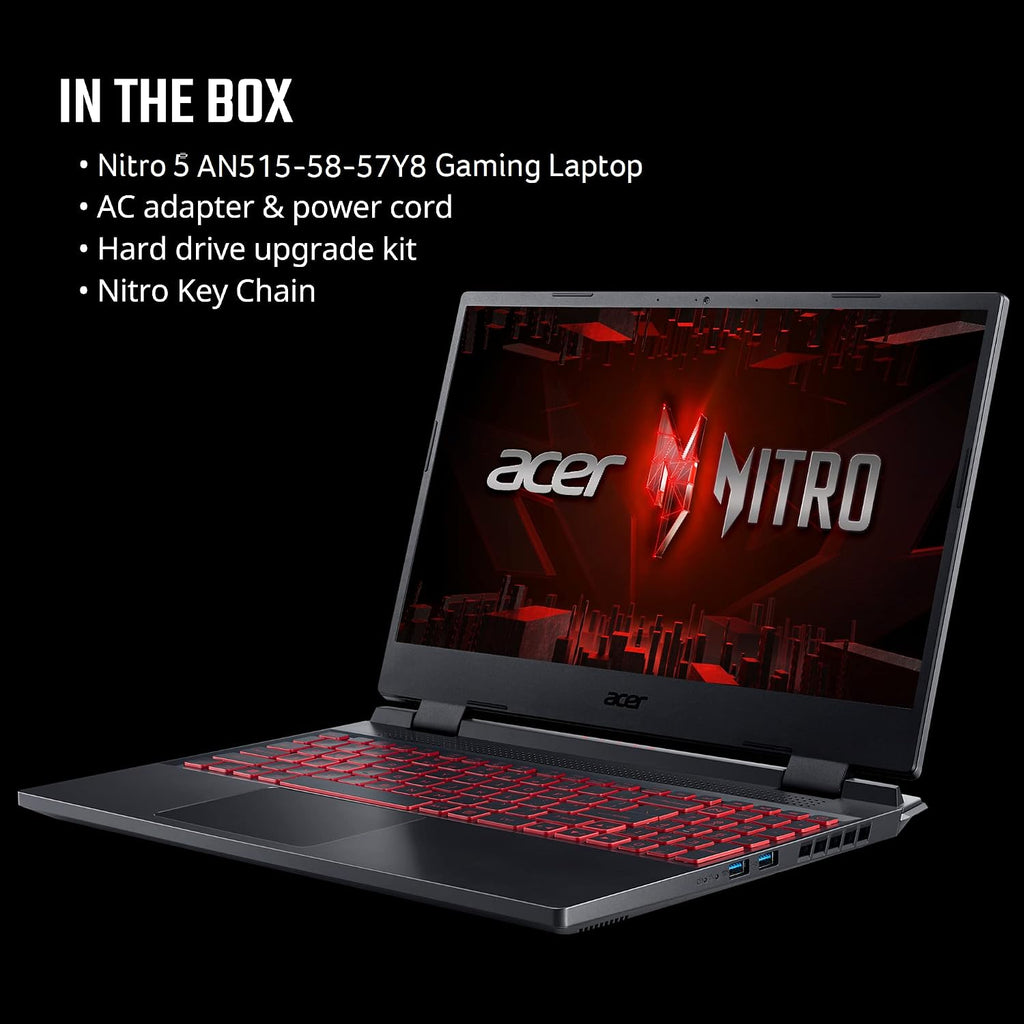 Acer Nitro 5 AN515-58-57Y8 Gaming Laptop | Intel Core i5-12500H | NVIDIA GeForce RTX 3050 Ti Laptop GPU | 15.6' FHD 144Hz IPS Display | 16GB DDR4 | 512GB Gen 4 SSD | Killer Wi-Fi 6 | Backlit Keyboard
