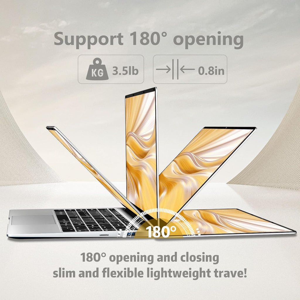 15.6 inch Laptop, Laptops with Celeron N4000, 2025 Gaming Laptop for 12GB LPDDR4 256GB SSD, IPS FHD 1920x1080, WiFi+BT4.2+Mini HDMI+TF Card Slot, Traditional Laptops Computers Convertible 180° Netbook
