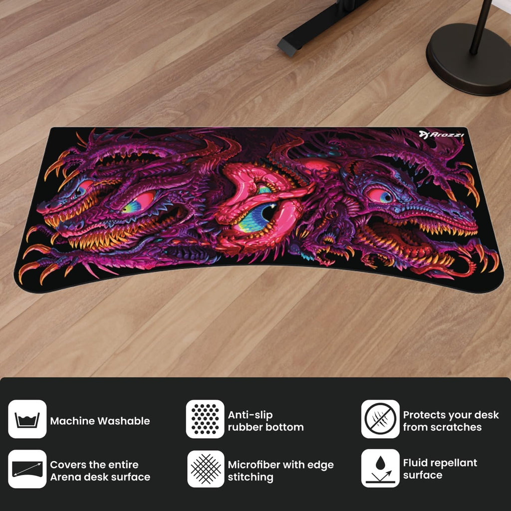 Arozzi Arena Gaming Desk Mat, Full Surface Custom DeskPad, Interchangeable, Water Resistant & Washable Computer Desk Mouse Pad with Stitched Edges (D045)