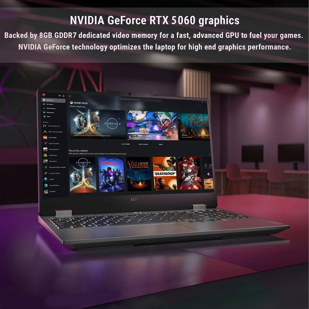 Lenovo LOQ RTX 5060 Gaming Laptop, 15.6' FHD 144Hz, AMD Ryzen 7 250, 16GB DDR5 RAM, 1TB PCIe M.2 SSD, Backlit Keyboard, Bundle with Laptop Cooler BDL, Wi-Fi 6, Windows 11 Home, Grey