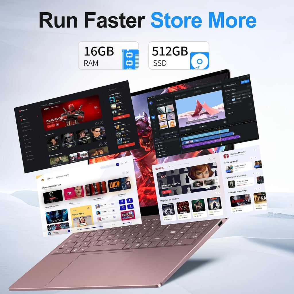 2026 Gaming Laptop,16 Inch Laptops Computer with Windows 11 Pro & Microsoft Office,16GB RAM 512GB SSD,Intel N150(4C/4T),Backlit Keyboard,Mini HDMI,cam|Mic,Portable Thin for College,Work,Student