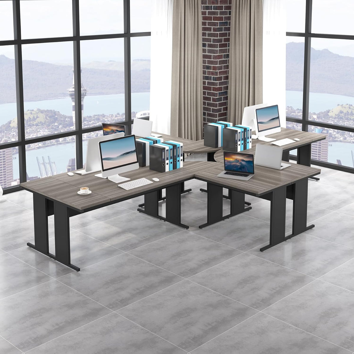 Tribesigns 83-Inch Large L Shaped Desk, Reversible Executive Office Desk, Modern Corner Computer Table Business Workstation for Home Office (Grey)