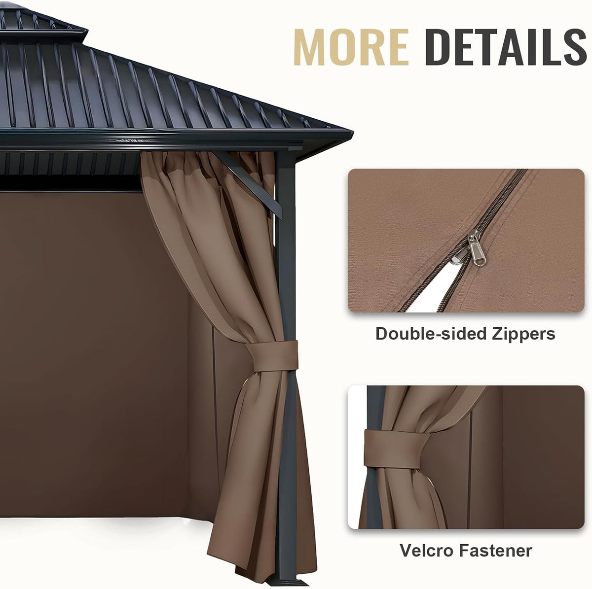COWVIE 4-Panel 12' x 16' Gazebo Replacement Curtains, Patio Privacy Sidewalls with Double Zipper, Replacement for Outdoor Gazebo Canopy (Curtain Only)