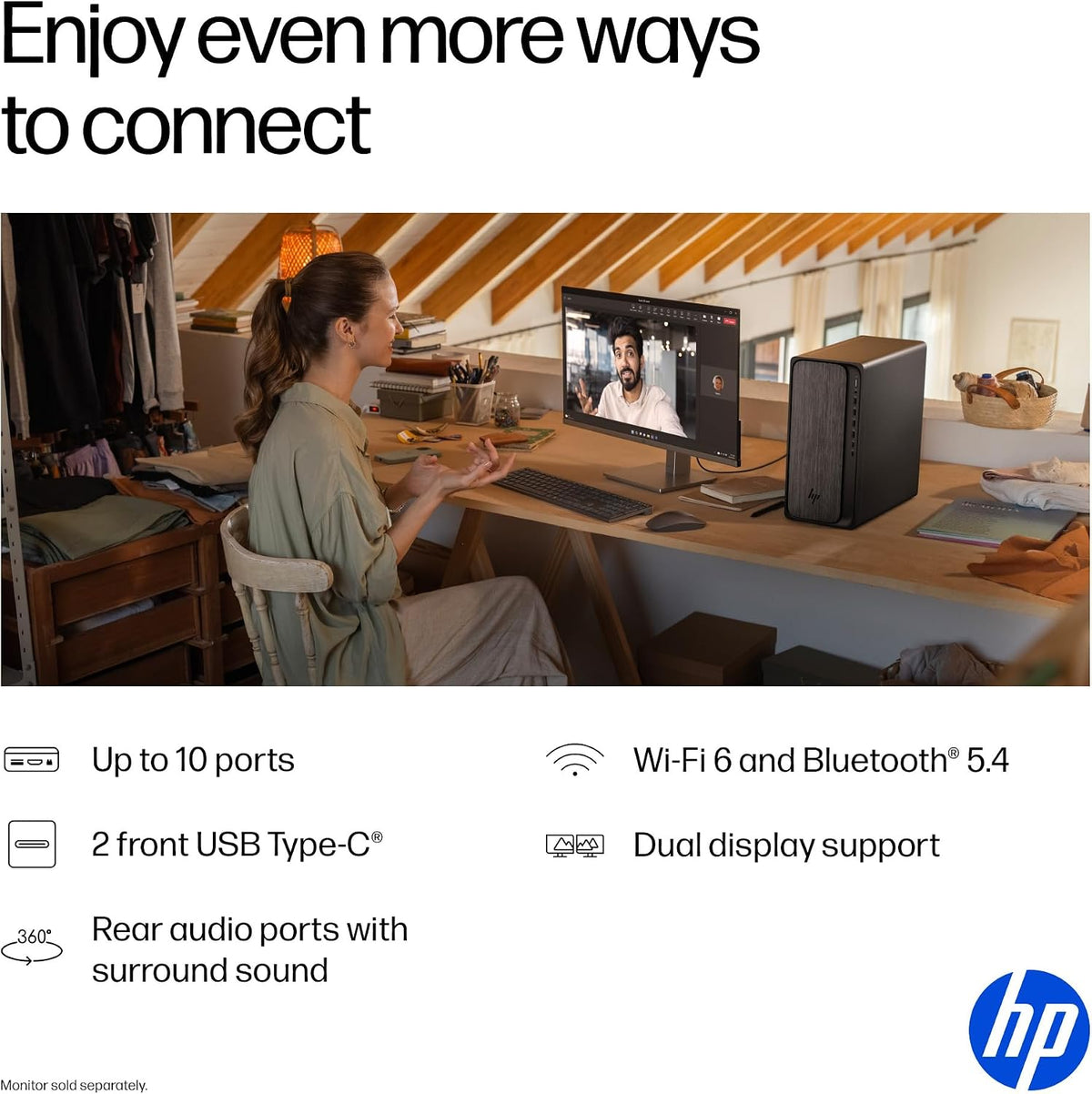 HP OmniDesk (Next-gen Envy) Tower Desktop Computer, AMD 6-Core Ryzen 7 8700G, 64GB DDR5, 1TB SSD, WiFi 6, Bluetooth 5.4, Dual 4K Support, Radeon 740M Graphics