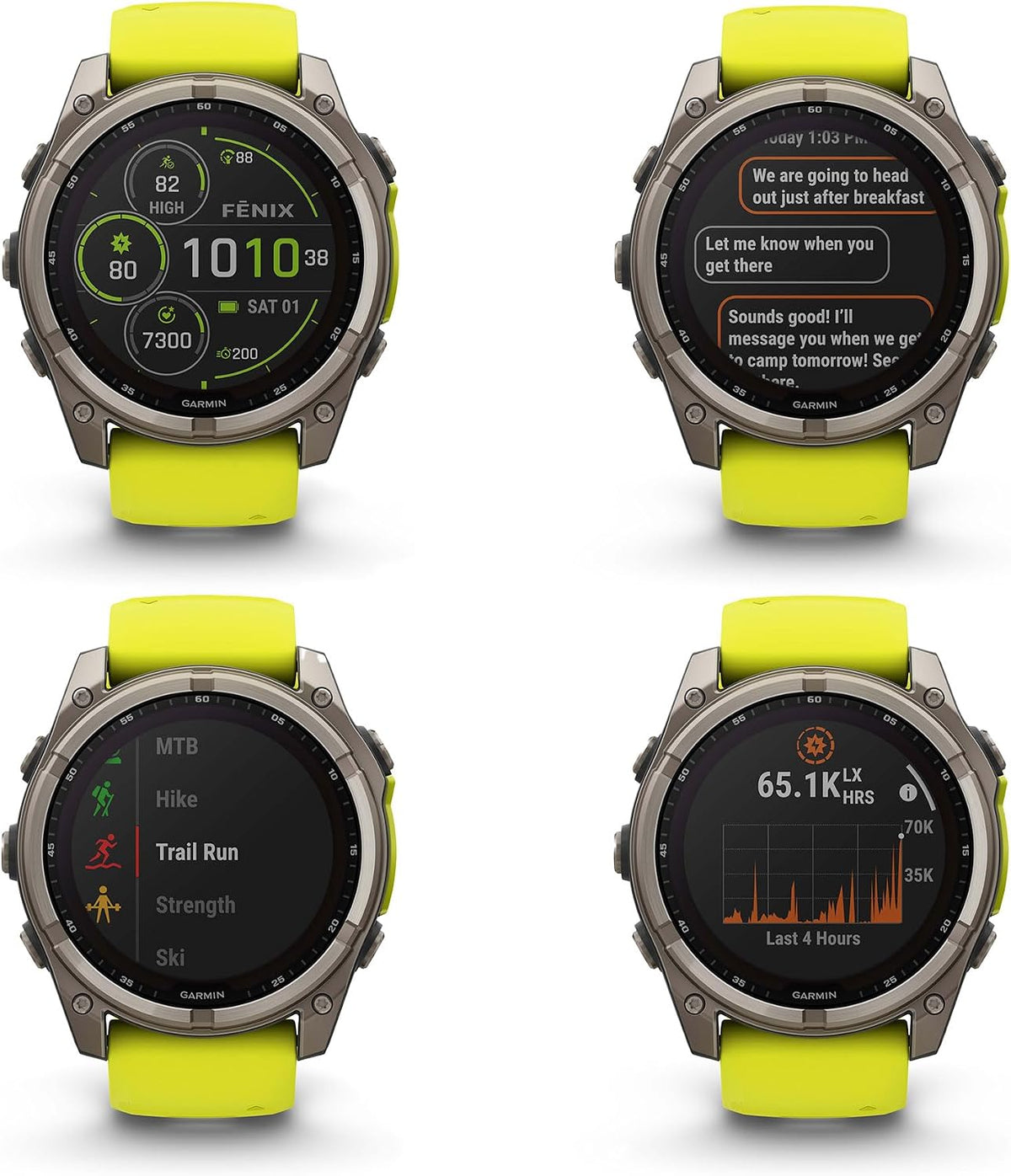 Garmin Fenix 8 51MM Solar Sapphire Multisport GPS Smartwatch Titanium with Amp Yellow Silicone Band, 48 Days Battery Life, Built-in LED Flashlight, Fitness & Health Smart Watch Bundle for Men & Women