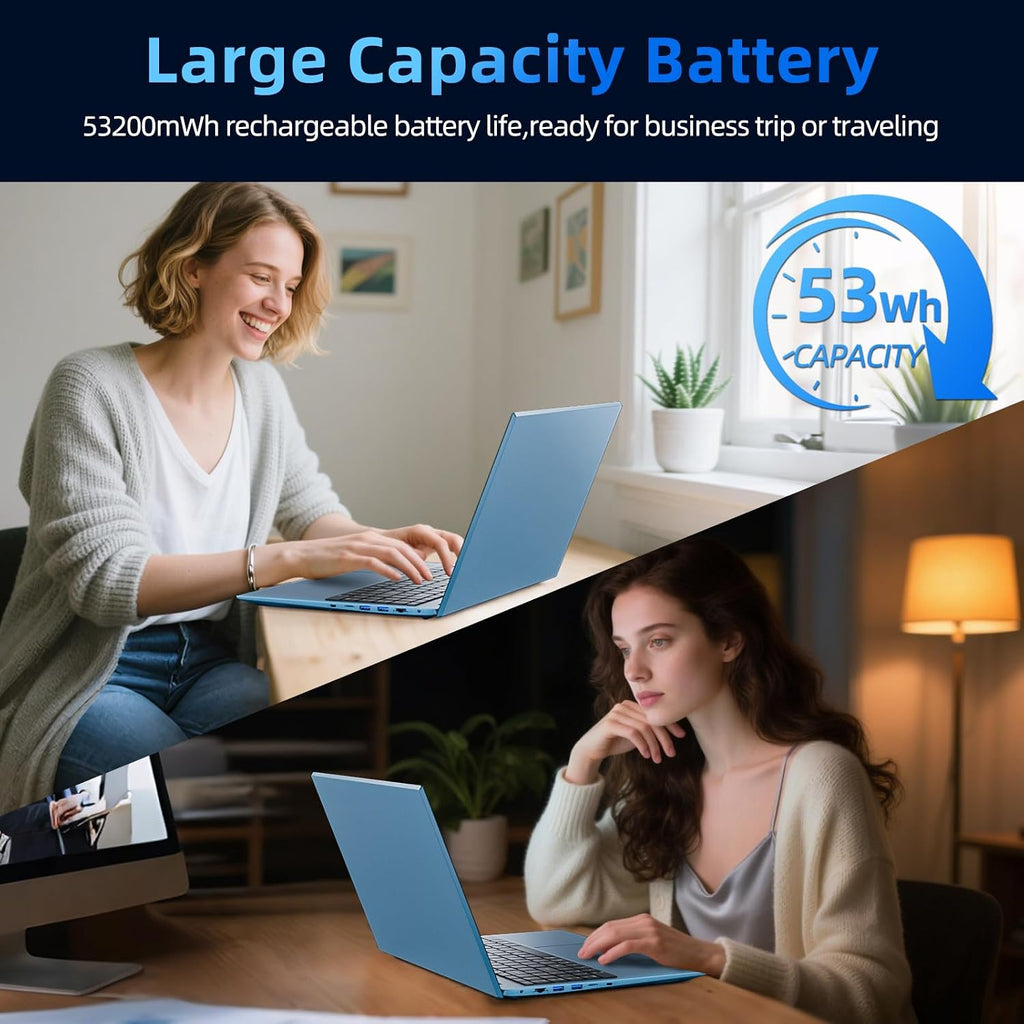 15.6 Inch Laptop Computer, Laptops with 16GB RAM 1024GB SSD, Core i3-10100Y CPU(Up to 3.9GHz), IPS FHD Display, Backlit Keyboard, WiFi 6, 53.2WH Battery, 180° Viewing, Type-C, HDMI