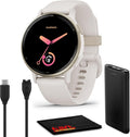 Garmin Vivoactive 5 Health and Fitness GPS Smartwatch for Men and Women with Cream Gold Aluminum Bezel, Ivory Case Silicone Band, 1.2' AMOLED Touchscreen Display, 11 Days Battery Life (Bundle)