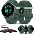 Garmin Vivoactive 6 Fitness GPS Smartwatch AMOLED Display Metallic Jasper Green with Green Band, 11-Day Battery, 80+ Sports Modes, Activity Tracking Smart Features, Music, Contactless Payments Bundle