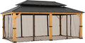 Sunjoy Replacement Mosquito Netting Panels,Waterproof 6- Panels Screen Walls for 12 x 20 ft Outdoor Gazebo, Patio & Backyard Protection, Brown