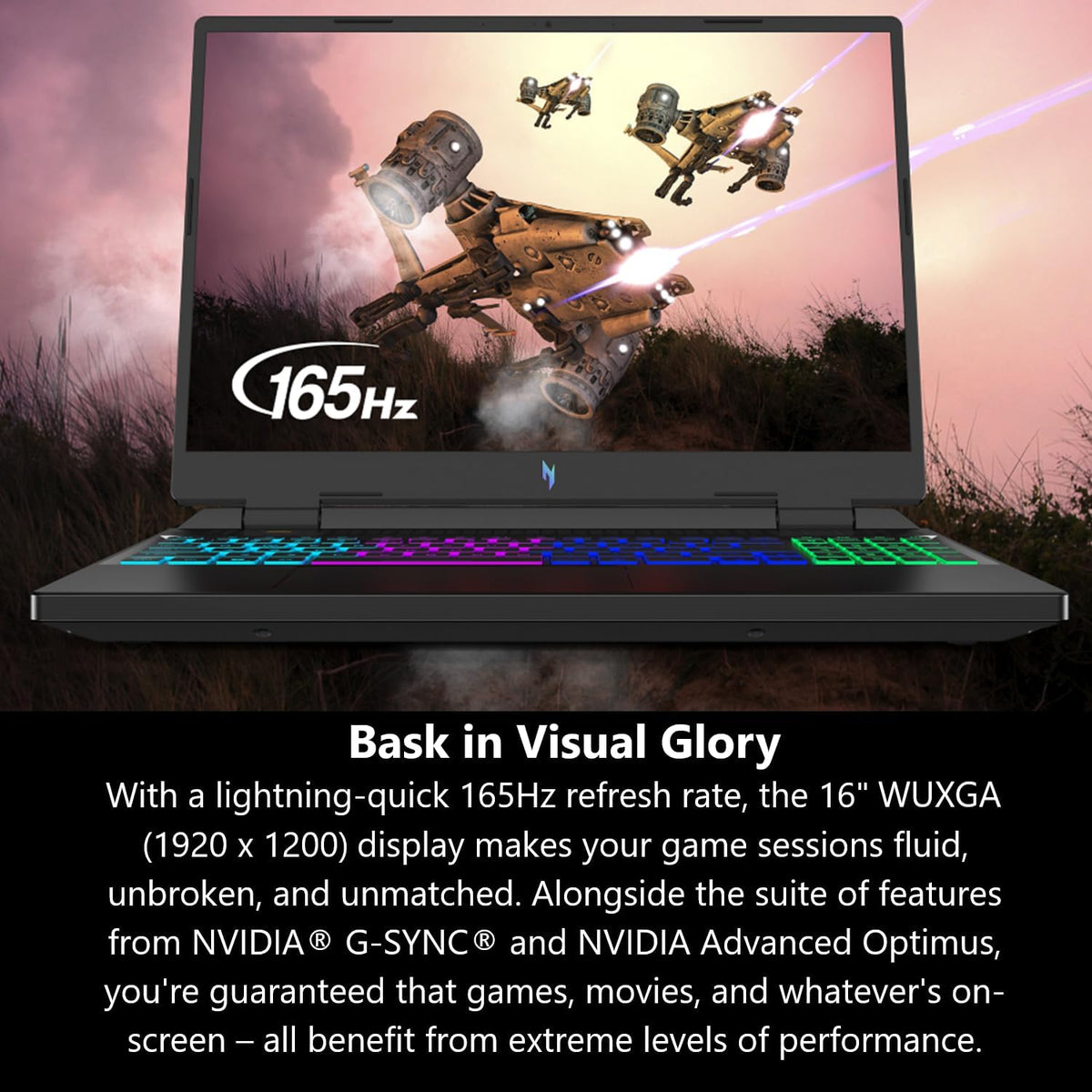Acer Nitro 16 Gaming Laptop | AMD Ryzen 5 7640HS Hexa-Core CPU | NVIDIA GeForce RTX 4050 Laptop GPU | 16' WUXGA 165Hz IPS Display | 8GB DDR5 | 512GB Gen 4 SSD | WiFi 6E | RGB Backlit KB | AN16-41-R148