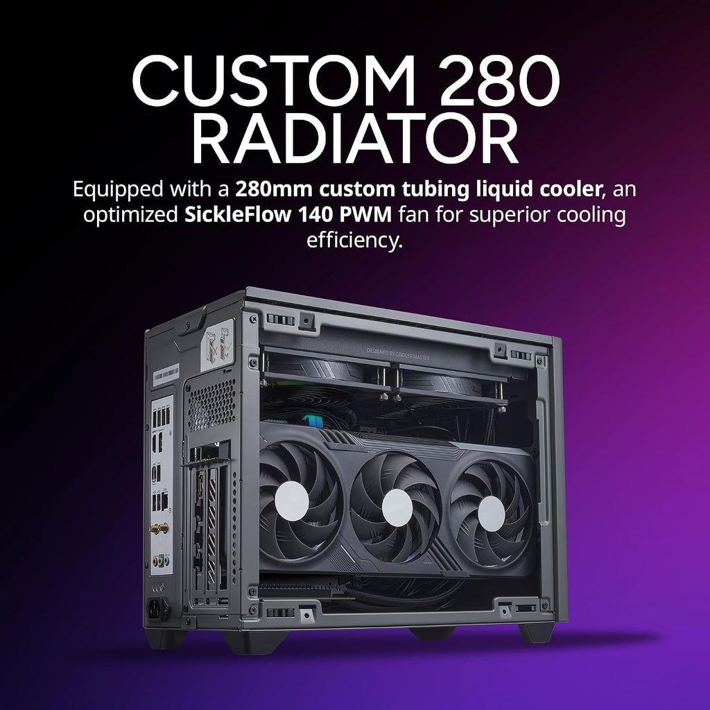 Cooler Master NR2 Pro Gaming PC – AMD RYZEN 7 9800X3D, NVIDIA GeForce RTX 5080 16GB, 32GB DDR5 6000MHz, 2TB Gen4 M.2, Windows 11, V850 SFX Gold PSU, Compact Mini ITX Desktop PC