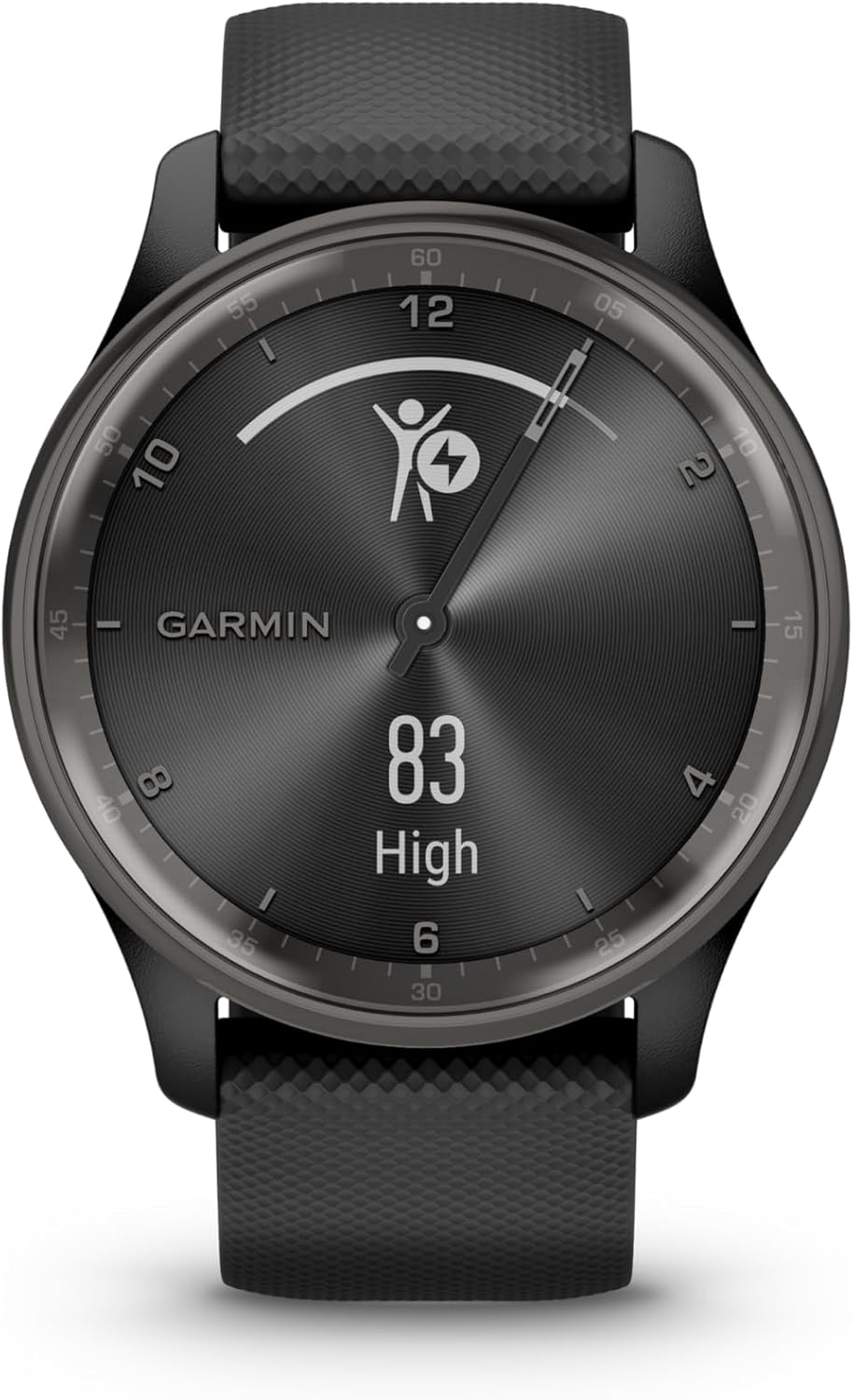 Garmin Vivomove Trend, Stylish Hybrid Smartwatch, Long-Lasting Battery Life, Dynamic Watch Hands and Touchscreen Display, Black (Renewed), Adjustable