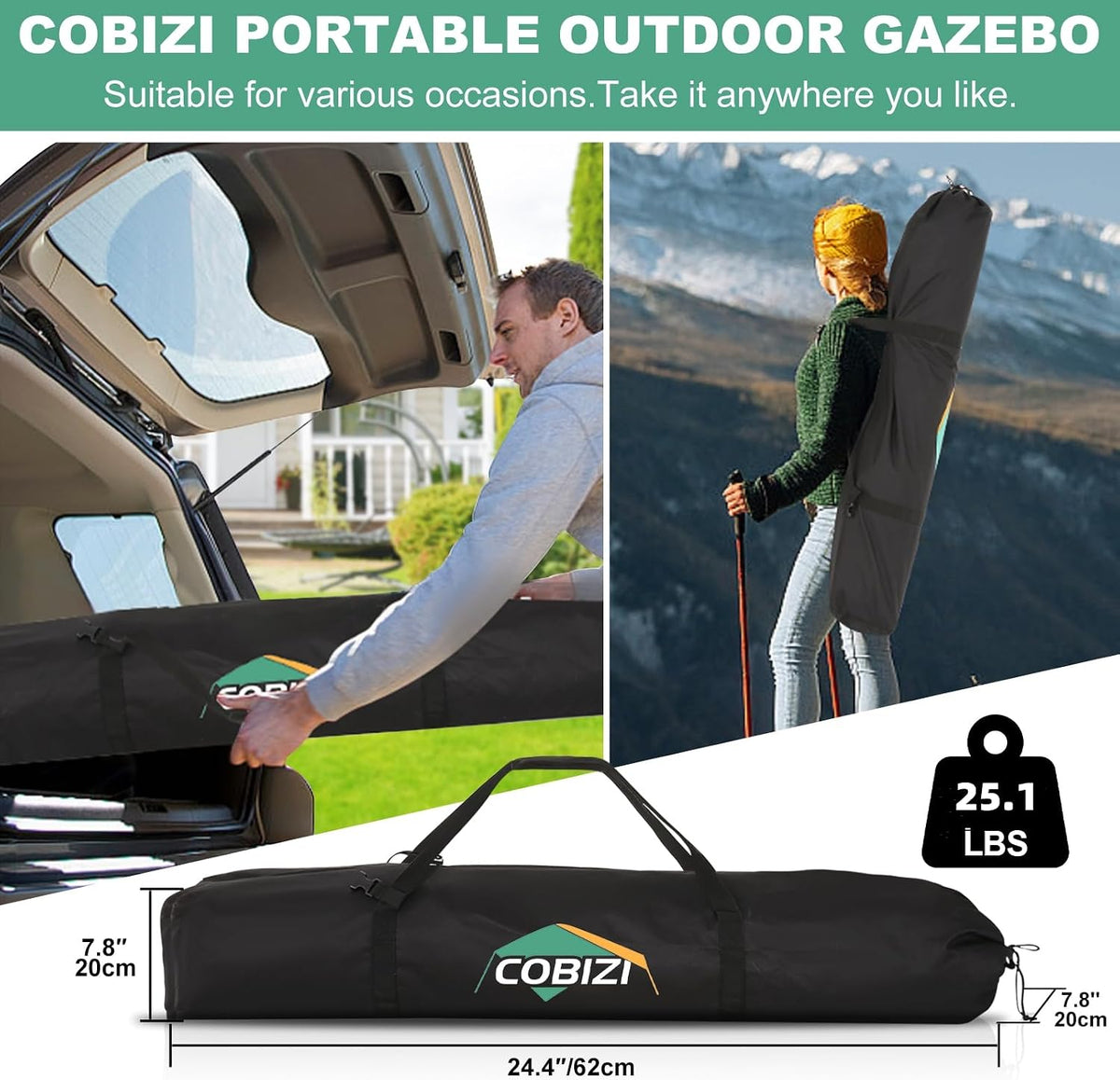 COBIZI 10x10 FT Pop up Gazebo, Popup Canopy Tent,Screened in Gazebos with sidewalls,Waterproof Portable Outdoor Small Screen Tents Sun Shelter,carpas para Patio for Camping,Garden,Backyard,Brown