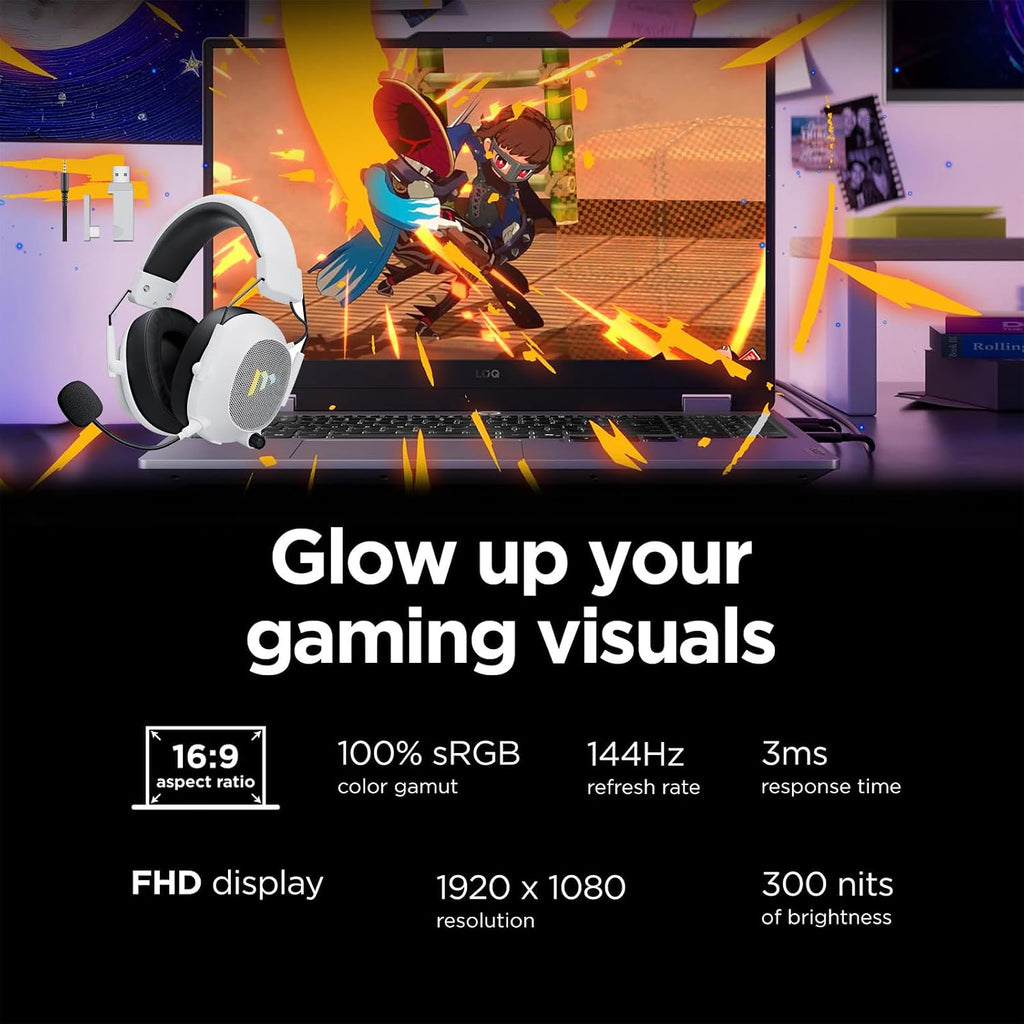 Lenovo LOQ Gaming Laptop, 15.6' FHD 144Hz Display, Intel Core i5-13450HX, NVIDIA GeForce RTX 5050, 16GB DDR5 RAM, 512GB SSD, Wi-Fi 6, Backlit Keyboard, Windows 11 Pro, Luna Grey, w/Mytrix Accessory