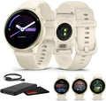 Garmin Vivoactive 6 Fitness GPS Smartwatch AMOLED Display Lunar Gold with Bone Silicone Band, 11-Day Battery, 80+ Sports Modes, Activity Tracking Smart Features, Music, Contactless Payments Bundle