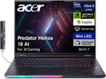 acer Predator Helios 18 AI Gaming Laptop 18' 250Hz 1000 nits Mini-LED WQXGA (Intel Ultra 9-275HX, GeForce RTX 5080 16GB, 64GB DDR5, 8TB SSD, 2 Thunderbolt 5, Win 11 Home) w/DKZ USB Port Expander