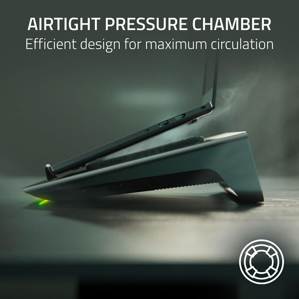 Razer Laptop Cooling Pad: Adaptive Smart - Intelligent Fan Control - Airtight Pressure Chamber - Fits Most Laptops & Macbooks 14' to 18' - Preset & Custom Fan Curves - 3 Port USB Type A - Chroma RGB