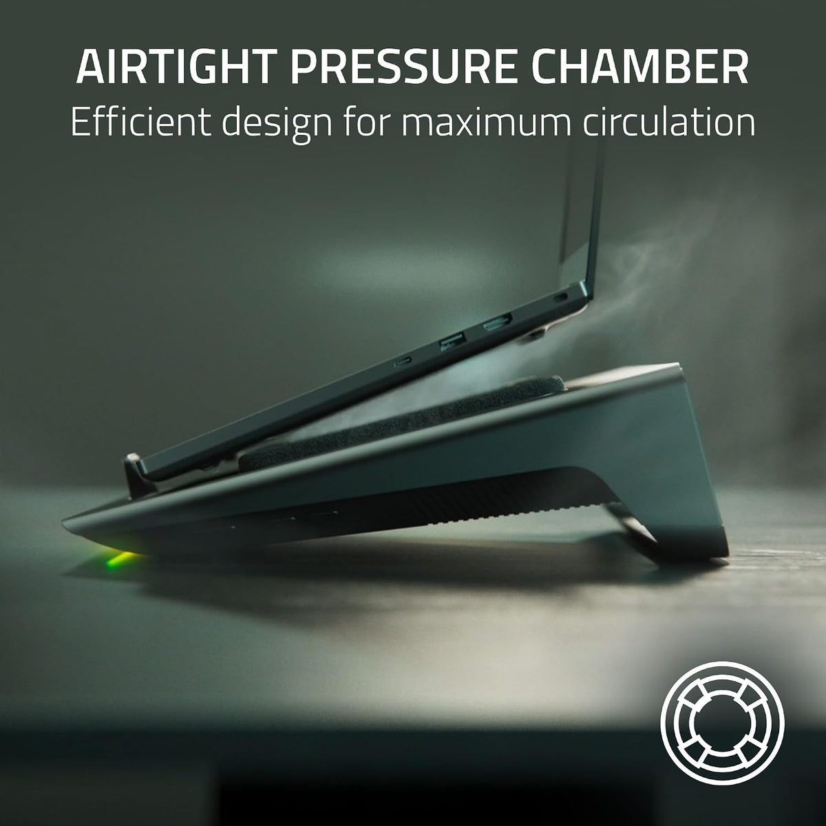 Razer Laptop Cooling Pad: Adaptive Smart - Intelligent Fan Control - Airtight Pressure Chamber - Fits Most Laptops & Macbooks 14' to 18' - Preset & Custom Fan Curves - 3 Port USB Type A - Chroma RGB
