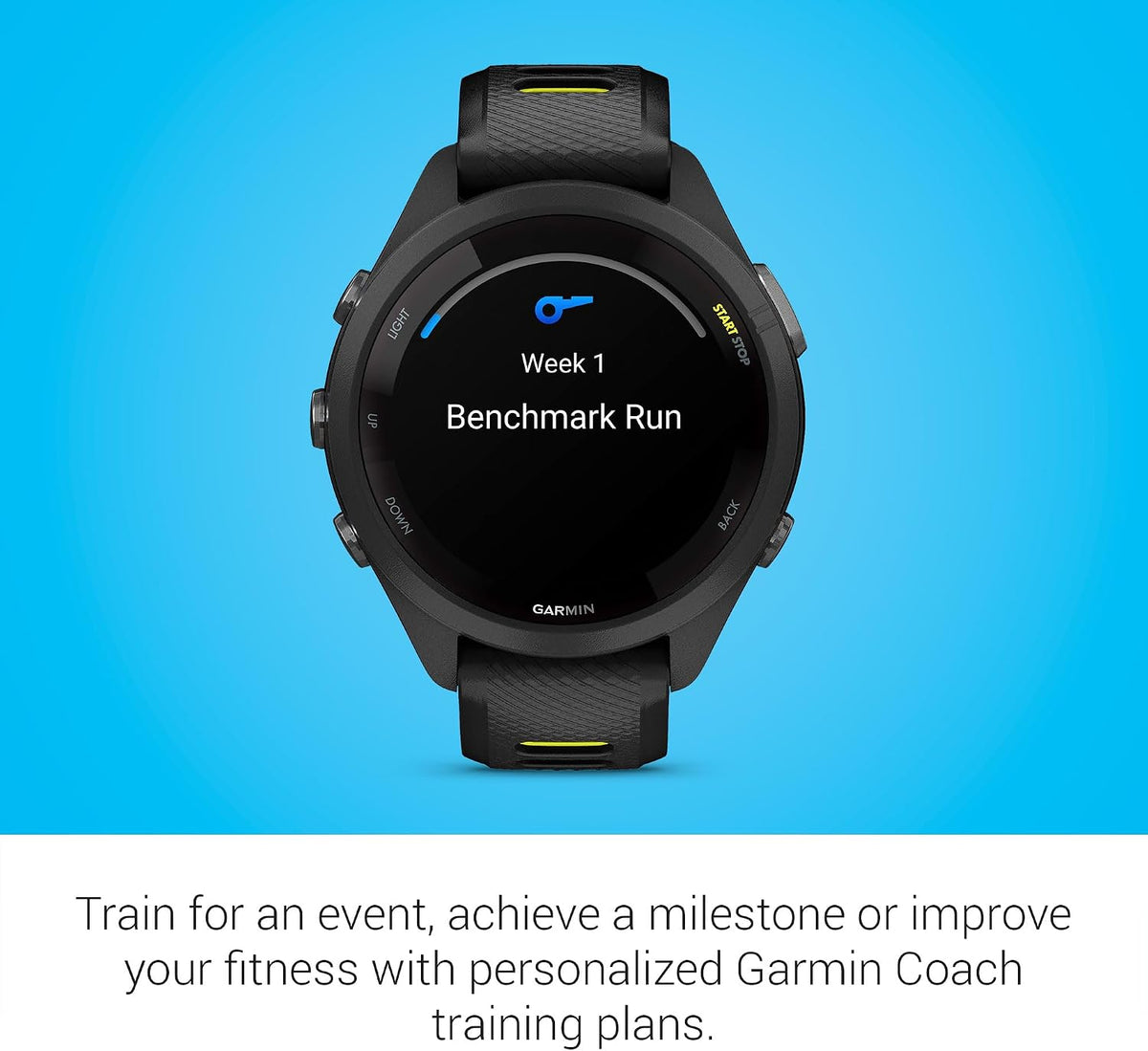 Garmin Forerunner 265S Running Smartwatch, Colorful AMOLED Display, Training Metrics and Recovery Insights, Black and Amp Yellow