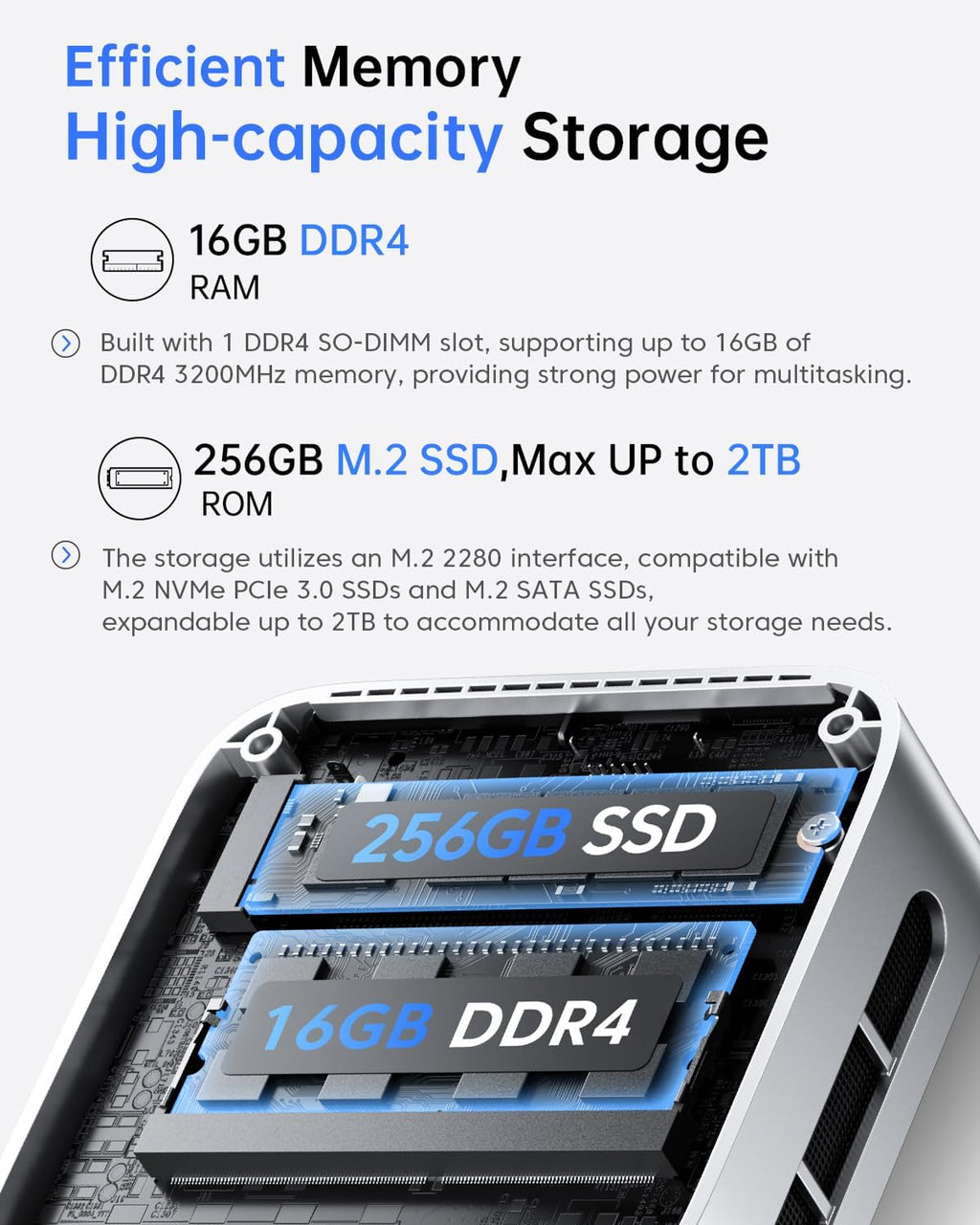 ACEMAGIC Vista V1 Mini Pc, 16GB DDR4 RAM 256GB SSD Mini Computer, 13Th Gen Intel N150 (Beat N100/N95 Up to 3.6Ghz), UHD 4K HDMI DP, Dual WiFi/Bt, Gigabit Ethernet Vesa, Home/Office Micro Pc