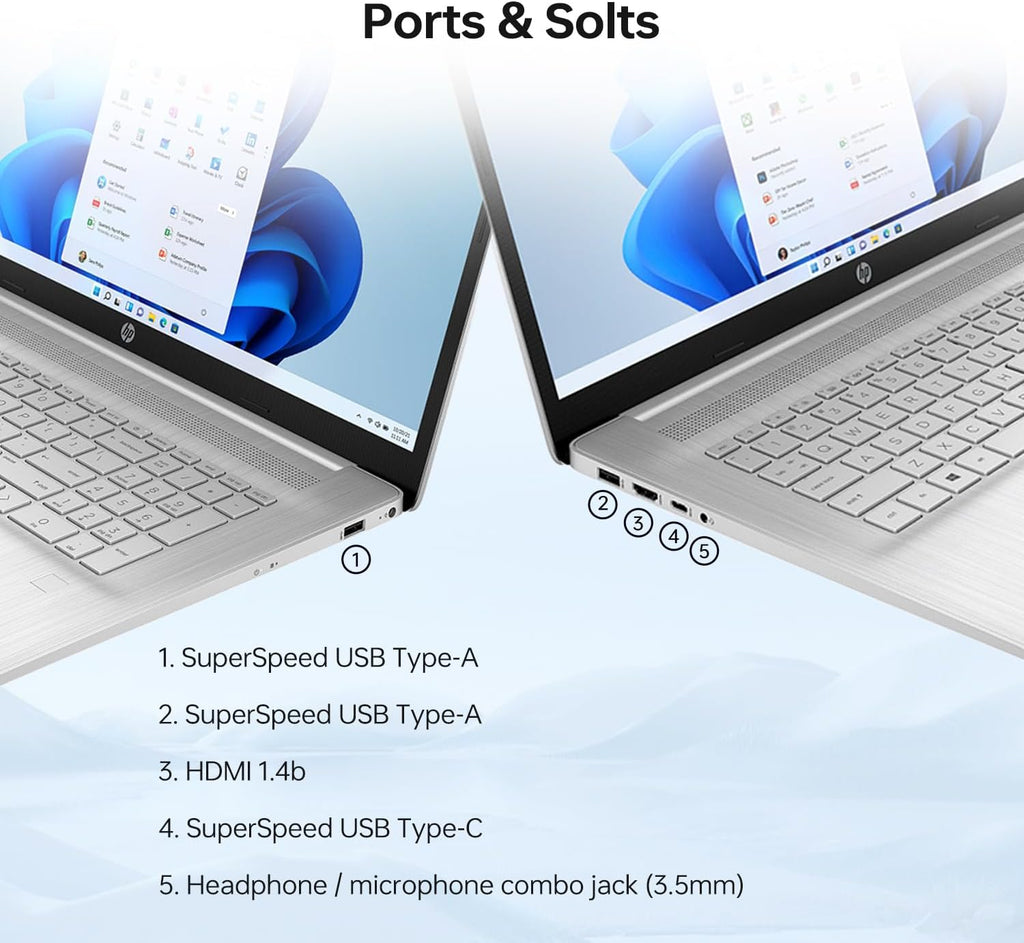 HP 17 Laptop, 17.3'' HD+ Touchscreen Display, 12th Gen Intel Core i7-1255U, 64GB RAM, 2TB SSD, Webcam, HDMI, SuperSpeed USB Ports, Wi-Fi 6, Windows 11 Home, Silver, TPN-I139_4V788AV