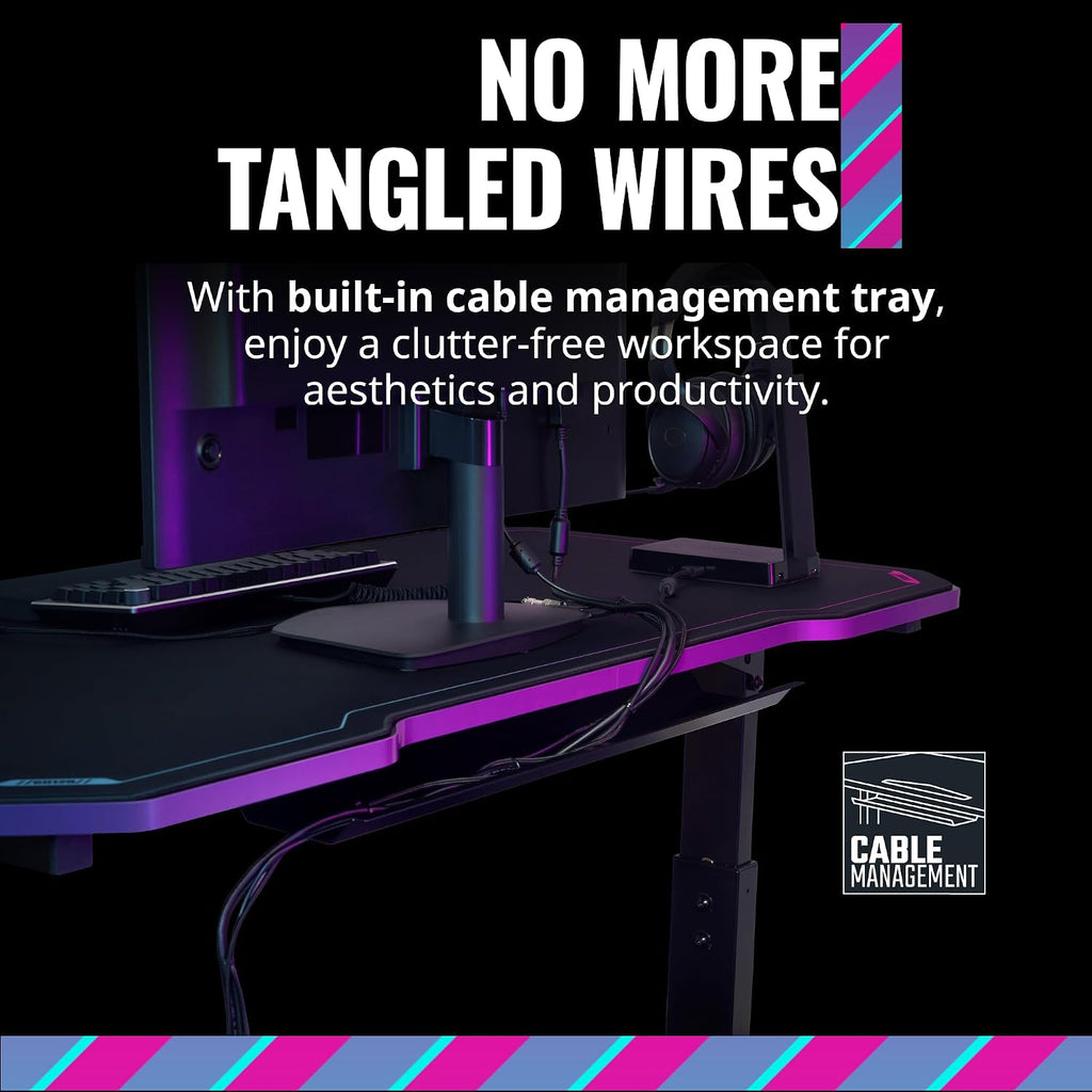 Cooler Master GD120 PC Gaming Desk with Cable Management, Water-Repellent Mousepad, Modern Simple Sturdy Style Table Workstation for Home Office