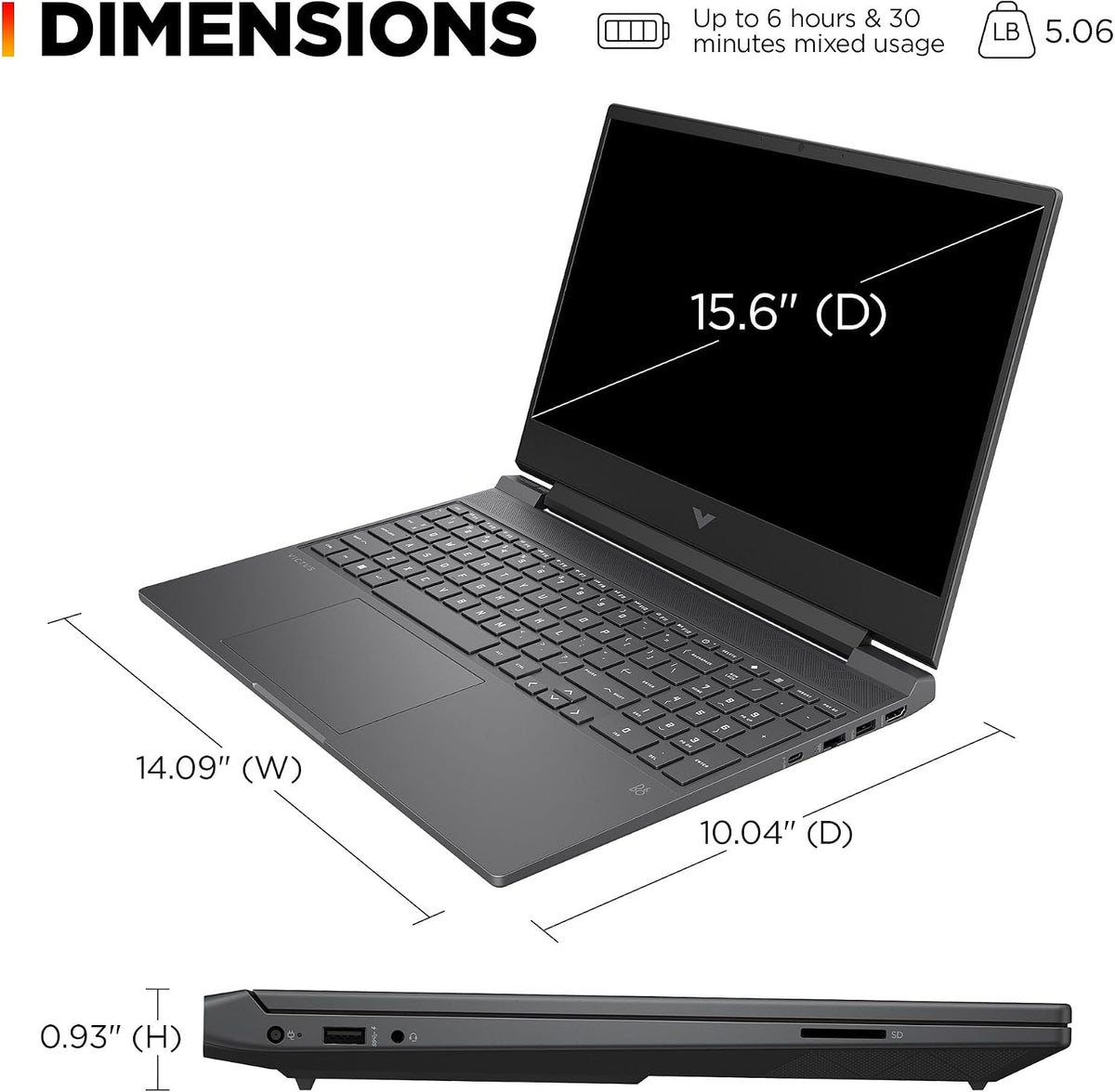 HP Victus 15.6 inch Laptop, FHD 144Hz Display, Intel Core i5-12450H, 8 GB RAM, 512 GB SSD, NVIDIA GeForce RTX 2050 GPU (4 GB Dedicated), Windows 11 Home, 15-fa1029nr (2024)