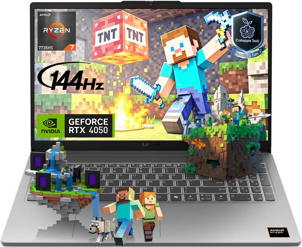 Lenovo LOQ 15.6' Gaming Laptop, AMD Ryzen 7 7735HS Laptop with FHD 1920 * 1080 144Hz Display, GeForce RTX 4050, 16GB DDR5 + 512GB SSD, Backlit Keyboard, Wi-Fi 6, Windows 11 Home, Grey