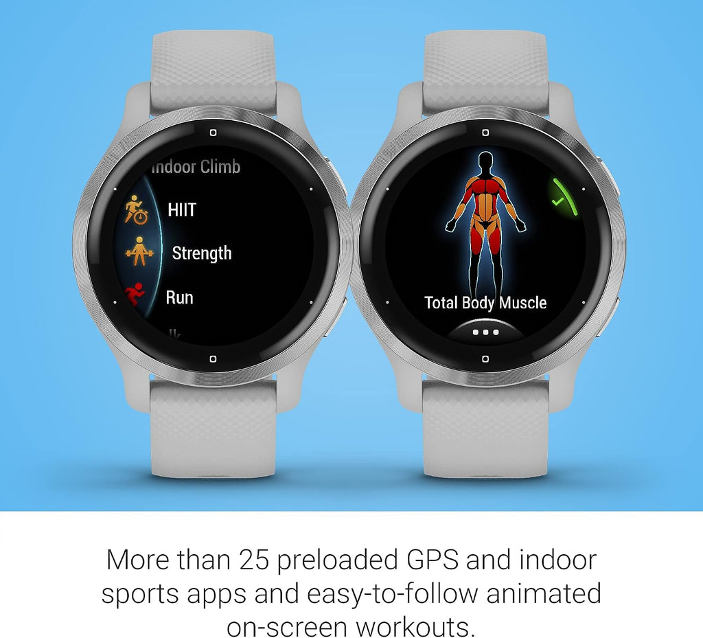 Garmin Venu 2S, Smaller-Sized GPS Smartwatch with Advanced Health Monitoring and Fitness Features, Silver Bezel with Light Gray Case and Silicone Band, (010-02429-02) (Renewed)