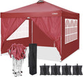 COBlZI 10x10 Ez Pop Up Canopy Tent with 4 Sidewalls Commercial Instant Gazebo Tents for Parties,Waterproof Adjustable Outdoor Patio 10x10 Heavy Duty Canopy Party Tent