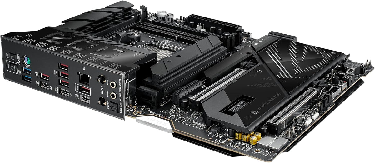 ASUS ROG Crosshair X870E APEX AMD X870E AM5 ATX Motherboard, Advanced AI PC-Ready, 18+2+2 Stages, DDR5, ROG Memory Fan, ROG DIMM.2 Card, Wi-Fi 7, 5G LAN, 3X M.2, PCIe® 5.0, USB4®, USB Type-C®, AI OC