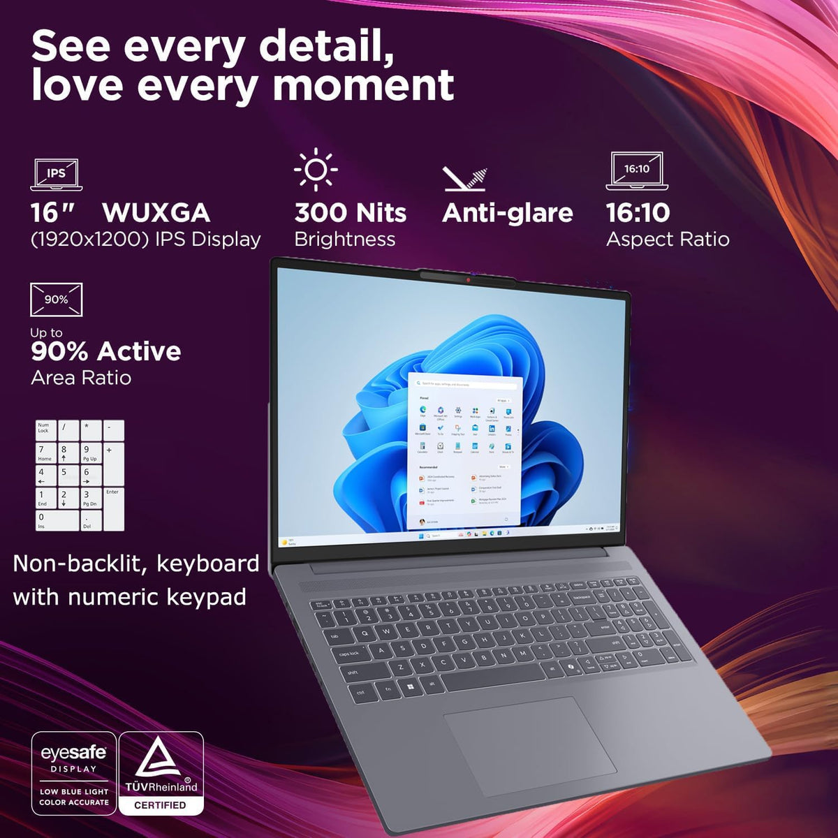 Lenovo 16' FHD+ Gaming Laptop Computer, Intel 8-Core i5-13420H, 16GB DDR5 RAM, 512GB PCIe SSD, Windows 11 Pro