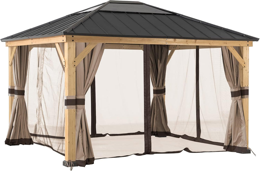 SUNJOY Replacement Curtains and Mosquito Netting for Sunjoy 13 ft. × 15 ft. Wood-Framed Gazebos