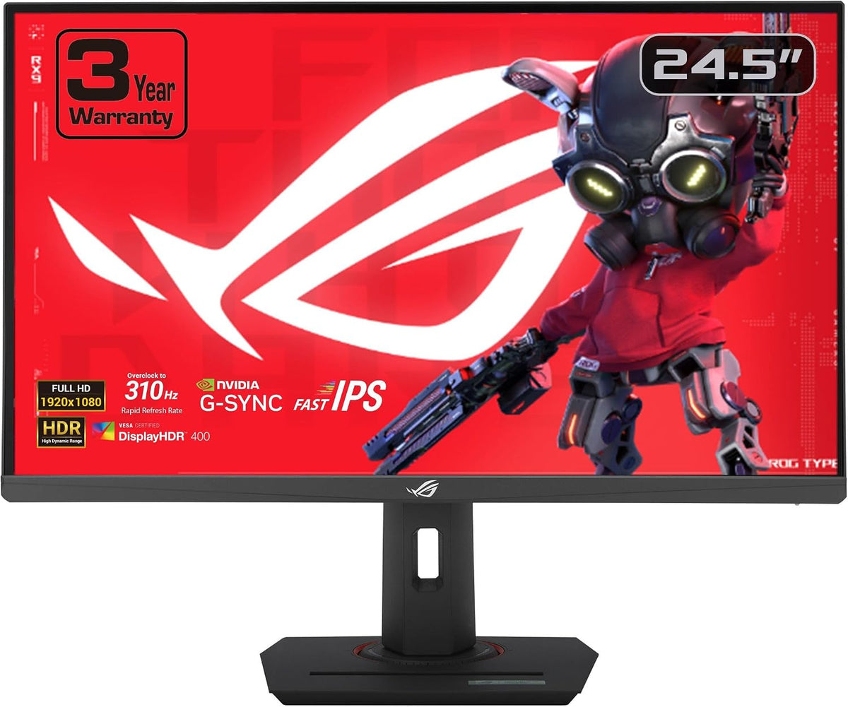 ASUS ROG Strix 24.5' USB-C HDR400 Gaming Monitor (XG259CMS)–Full HD 1080p, 310Hz, 1ms, Fast IPS, 110% SRGB, Extreme Low Motion Blur Sync, G-SYNC Compatible, DisplayWidget, Tripod Socket, 3yr Warranty