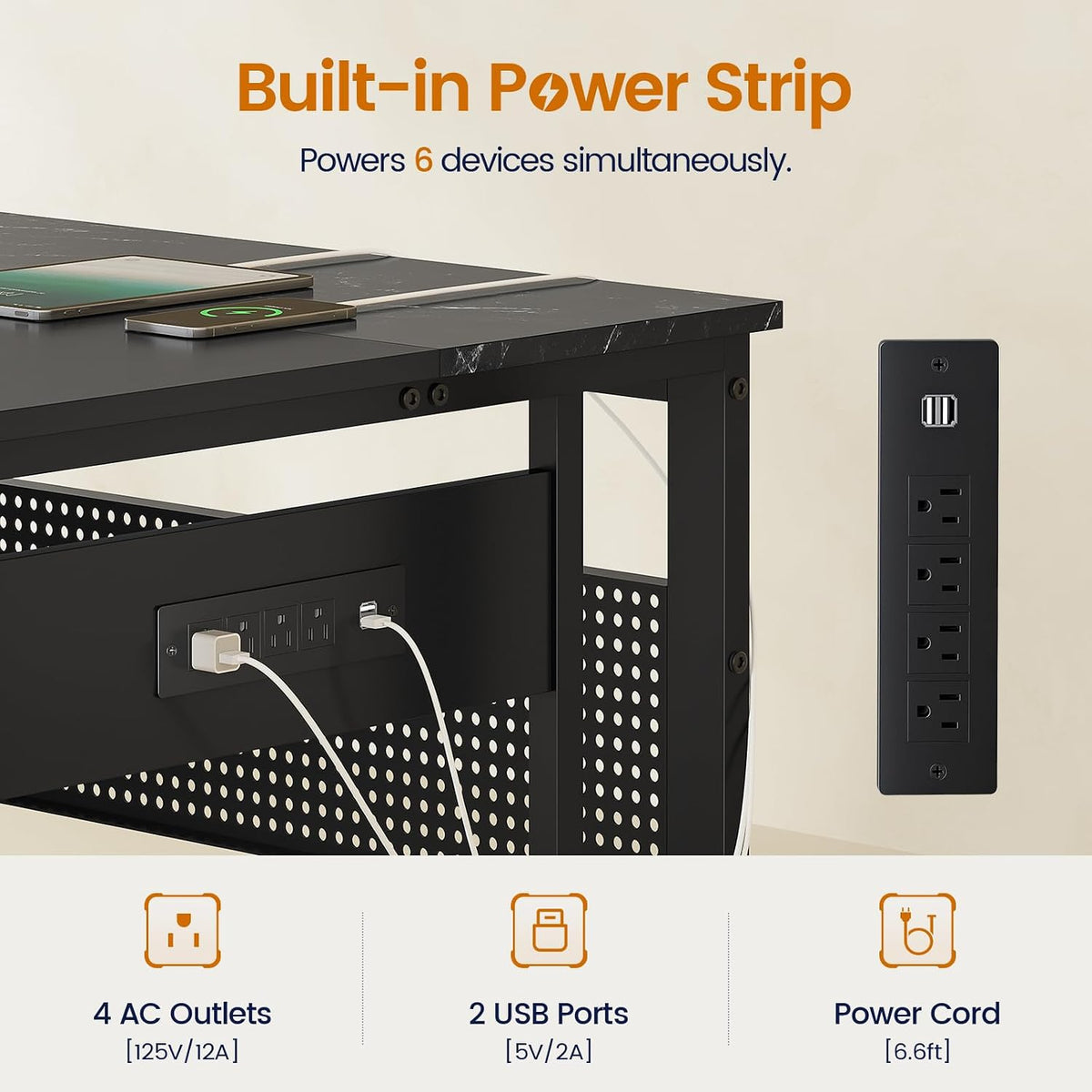 71 in Executive Desk with Power Outlets, Reversible L Shaped Desk with File Drawers & Storage Shelves, Large Office Desk Computer Desk with Pegboard, Mobile CPU Stand, Modern Corner Desk (Black)