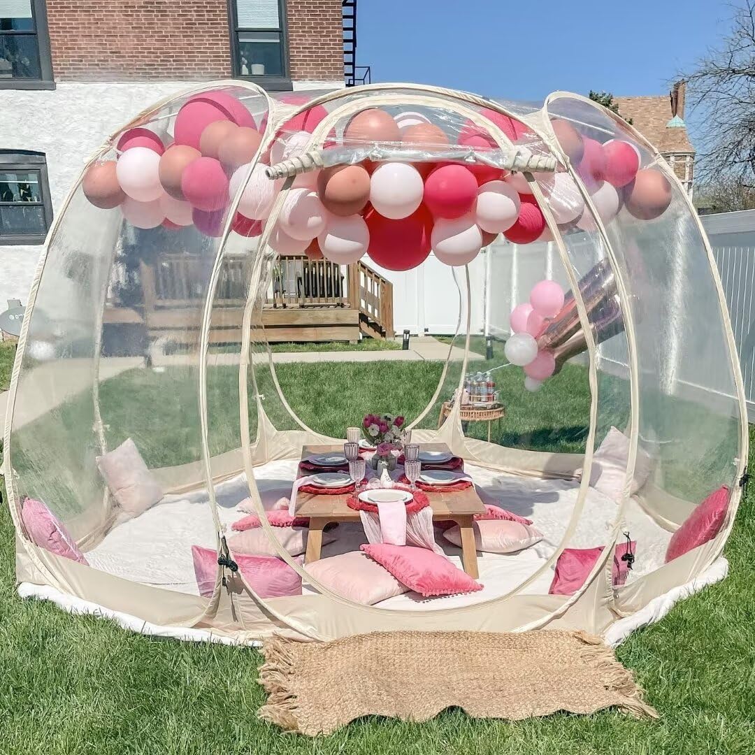 Screen Houses Pop-up Outdoor Camping Tent, 540 Degree Fully Transparent Non Dead Corner Gazebo