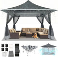 COBIZI 12x12 Pop Up Gazebo On Clearance Canopy Tent Easy Up Outdoor Gazebo Waterproof Upgrade with Mosquito Nettings and Carry Bag for Patio Garden Lawn