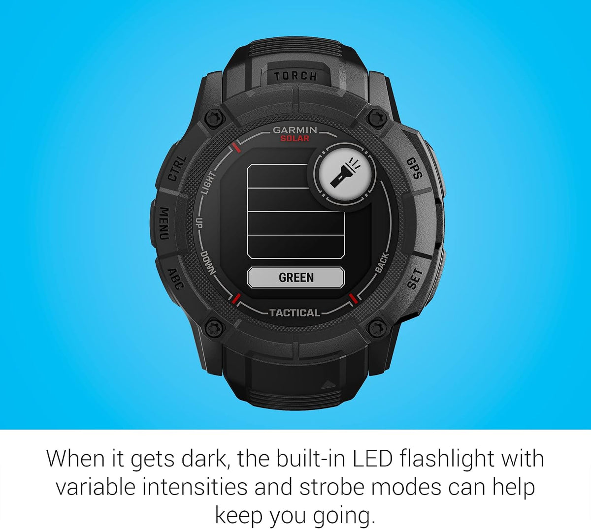 Garmin Instinct 2X Solar - Tactical Edition, Rugged GPS Smartwatch, Built-in Flashlight, Ballistics Calculator, Solar Charging Capability, Black
