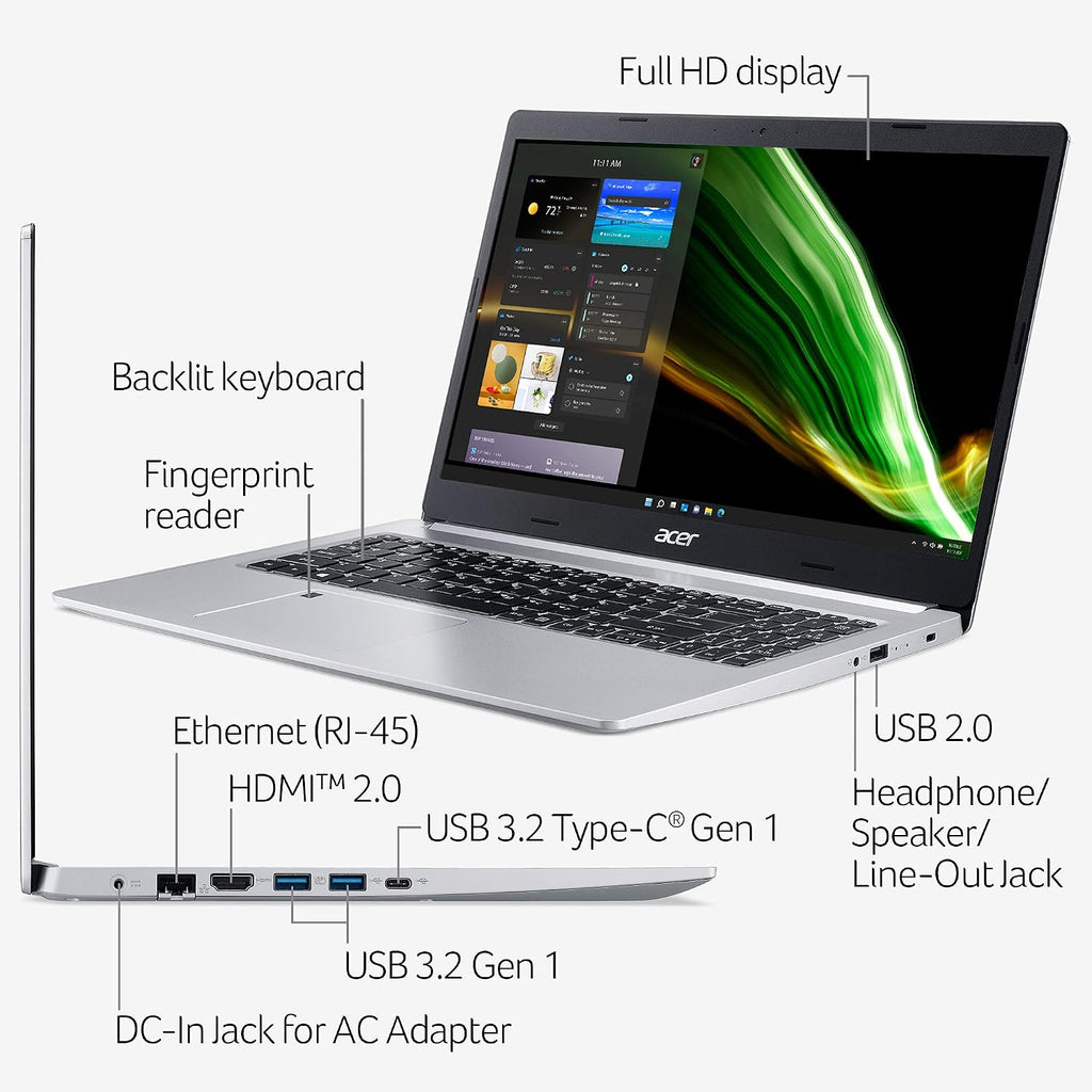 Acer Aspire 5 A515-46-R3UB | 15.6' Full HD IPS Display | AMD Ryzen 3 3350U Quad-Core Mobile Processor | 4GB DDR4 | 128GB NVMe SSD | WiFi 6 | Backlit KB | FPR | Amazon Alexa | Windows 11 Home in S mode