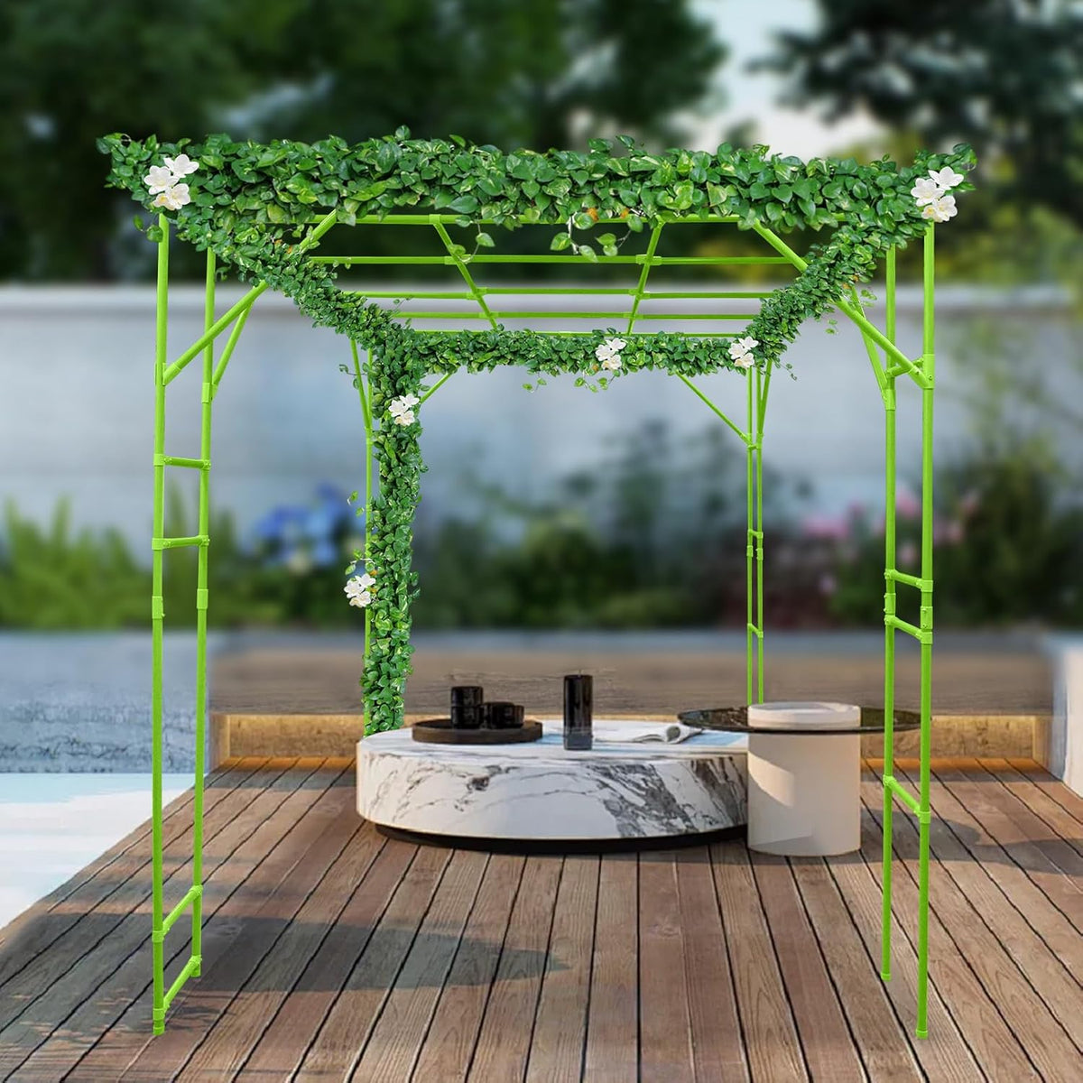 Bacocoo Plant Climbing Stand, Outdoor Plant Support Rack, Heavy Duty Steel & ABS with PE Coating for Vines, Flowers, Vegetables - Easy Install for Garden, Yard, Patio Decoration of Pavilions. (Green)