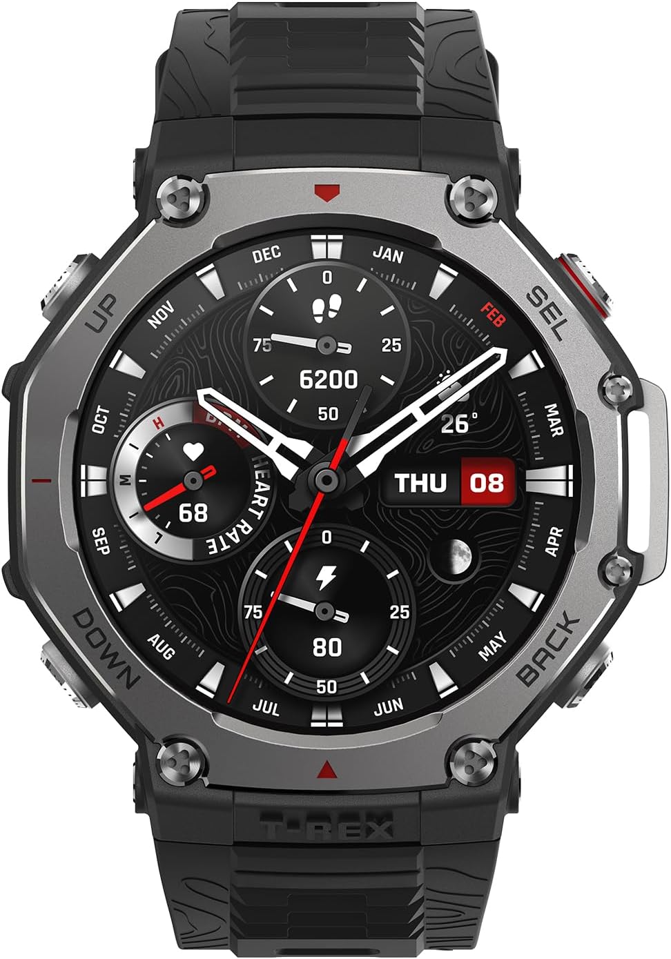 Amazfit Refurbished T-Rex 3 Rugged Military Smart Watch 48mm, GPS, Offline Maps, 100m Water-Resistant, Outdoor Fitness Smartwatch for Men, 170 Sport Modes, AI, Voice Control, Renewed (Black)