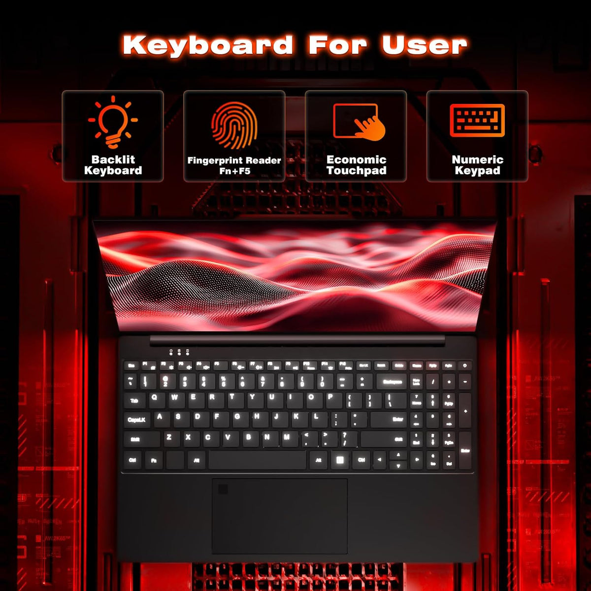 DUNHOO Laptop, 15.6 inch Laptops with N150 Processor(Beat to i3-1115G4, up to 3.6GHz), Gaming Laptop 16GB RAM 512GB SSD, Laptops Computer Metal Shell, Fingerprint Unlock, MINI HDMI 100W Webcam Numpad