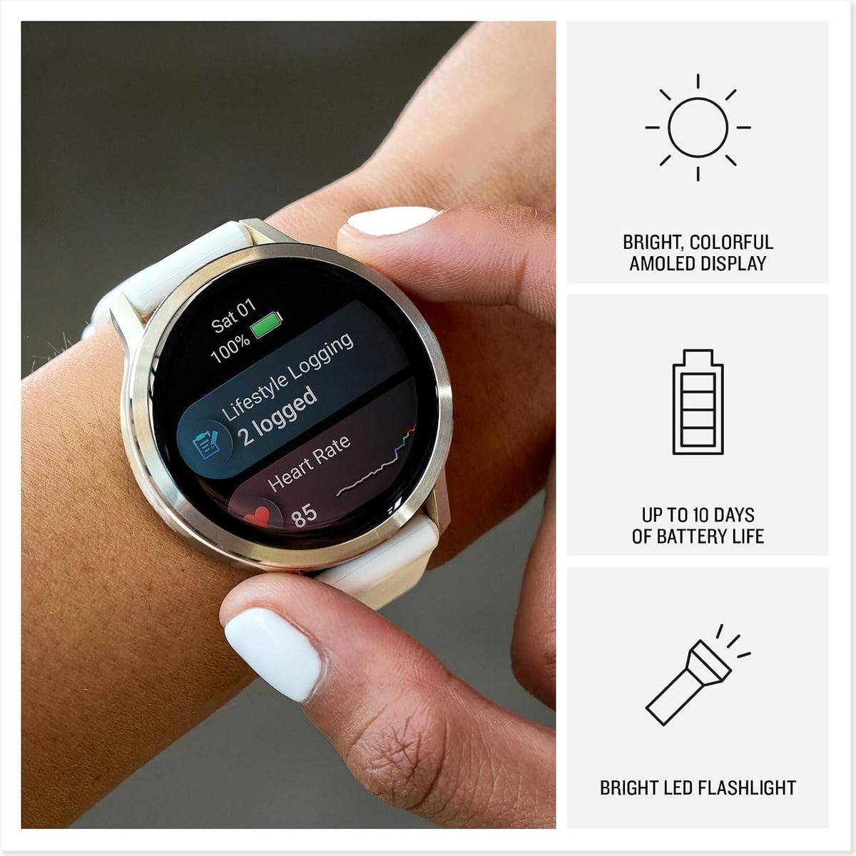 Garmin Venu 4 (41mm) GPS Smartwatch Slate with Black Silicone Band Bundle w/Deco Essentials Charging Dock, 3-Pack Dust Covers & 2-Pack 1.2' Screen Protectors