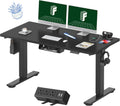 FLEXISPOT EN2 Whole-Piece Standing Desk with Clamp Power Strip, 55 x 28' Electric Stand Up Height Adjustable Desk with Cable Management (Black Frame + 55' Black Top, 2 Packages)