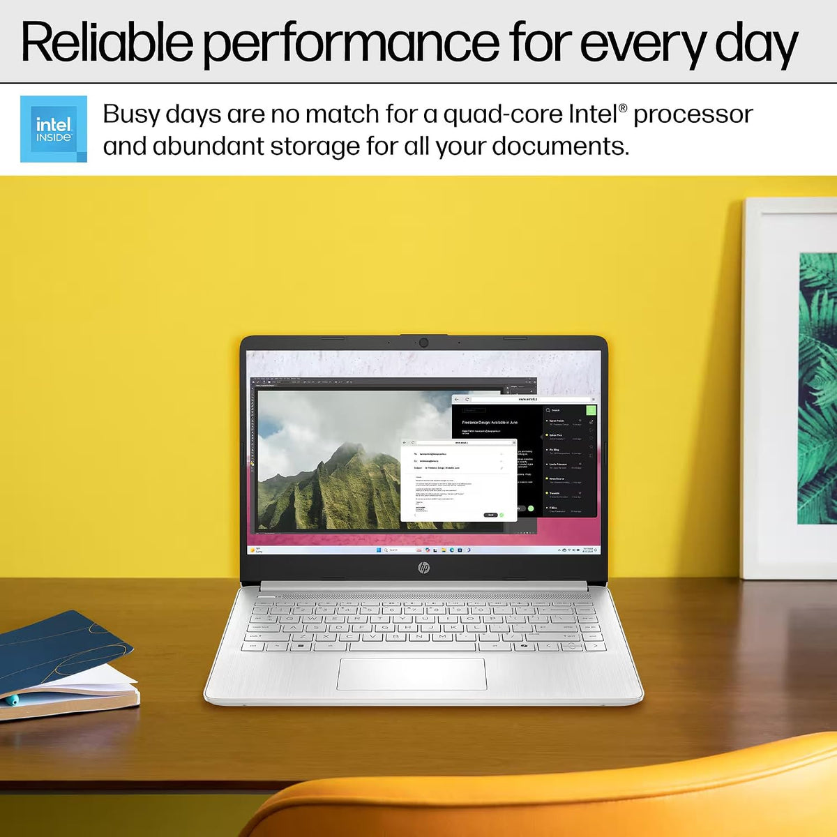 HP 14 Laptop Student Business 2025 Flagship Computer, AI Copilot, 4-Core 13th Gen Intel CPU, 16GB RAM 628GB Storage (128GB UFS+500GB Ext), 1-Yr Office 365, Long Battery HubxcelAccessory Win 11S Silver