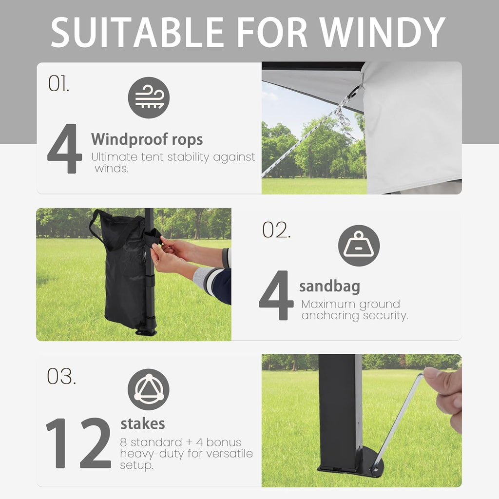 Bezseller 11x11 Pop Up Gazebo with Mosquito Netting, Easy 1-Person Setup Outdoor Canopy, Water-Resistant Portable Shelter for Patio, Backyard & Garden, UV Protection, Light Grey
