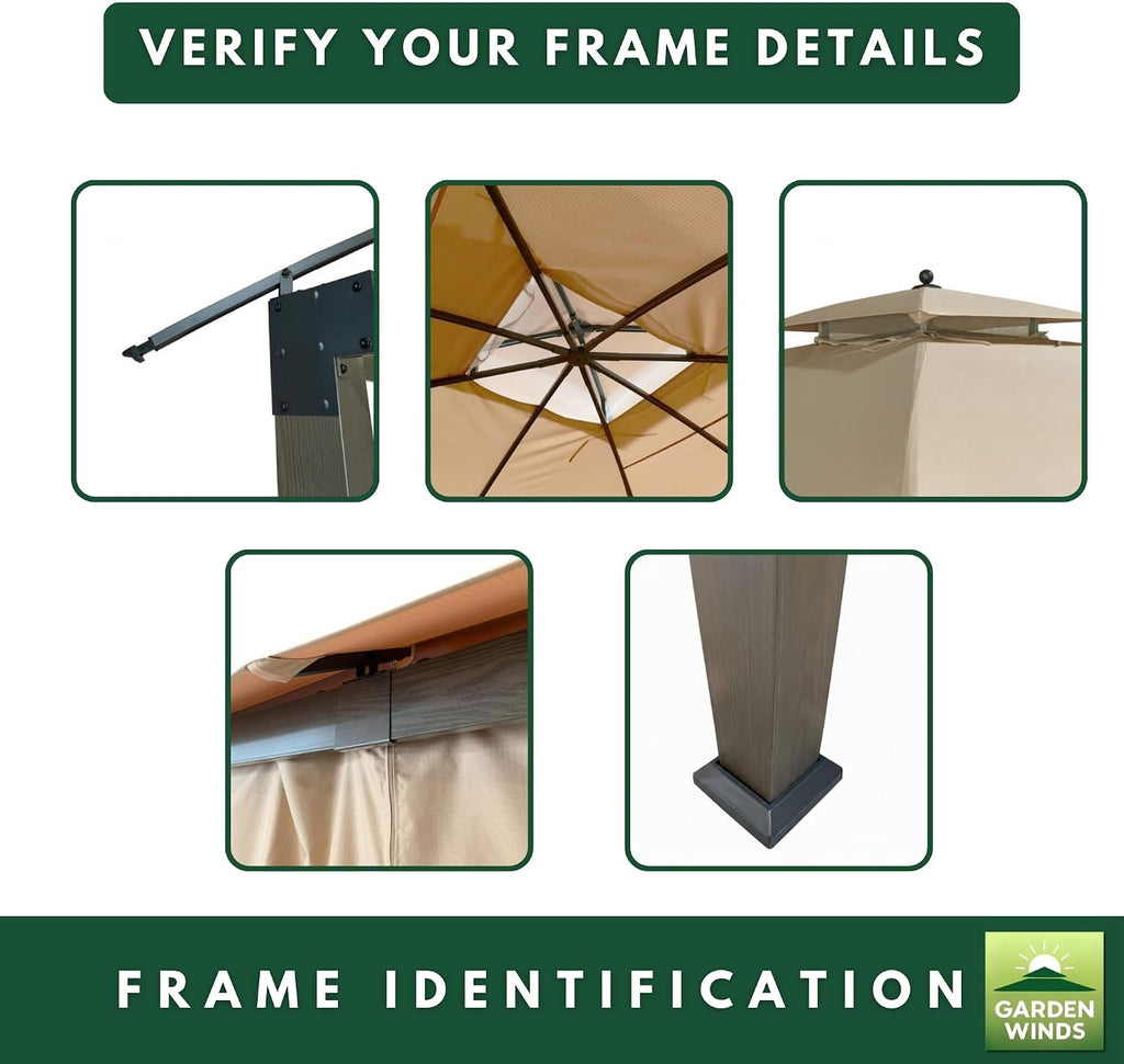 Garden Winds Reinforced Replacement Canopy Top Cover Compatible with The A101007600, A101007603, A101007604 Broyhill Eagle Brooke Ashford Asheville 10' x 12' Gazebo - Classic Sand, RipLock 350
