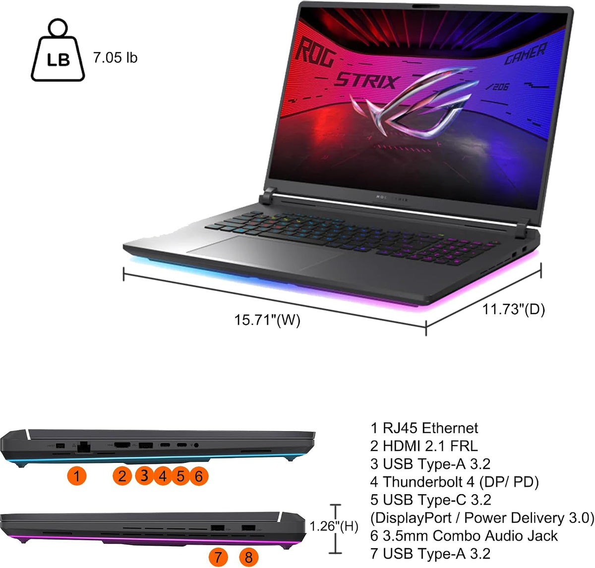 ASUS ROG Strix G18 G815 Gaming AI PC Laptop 18' 2.5k (2560x1600) 240Hz (100% DCI-P3, 3ms) Intel 24-core Ultra 9 275HX 32GB RAM 1TB SSD GeForce RTX 5060 RGB Backlit Wi-Fi7 Win11 ICP Hub