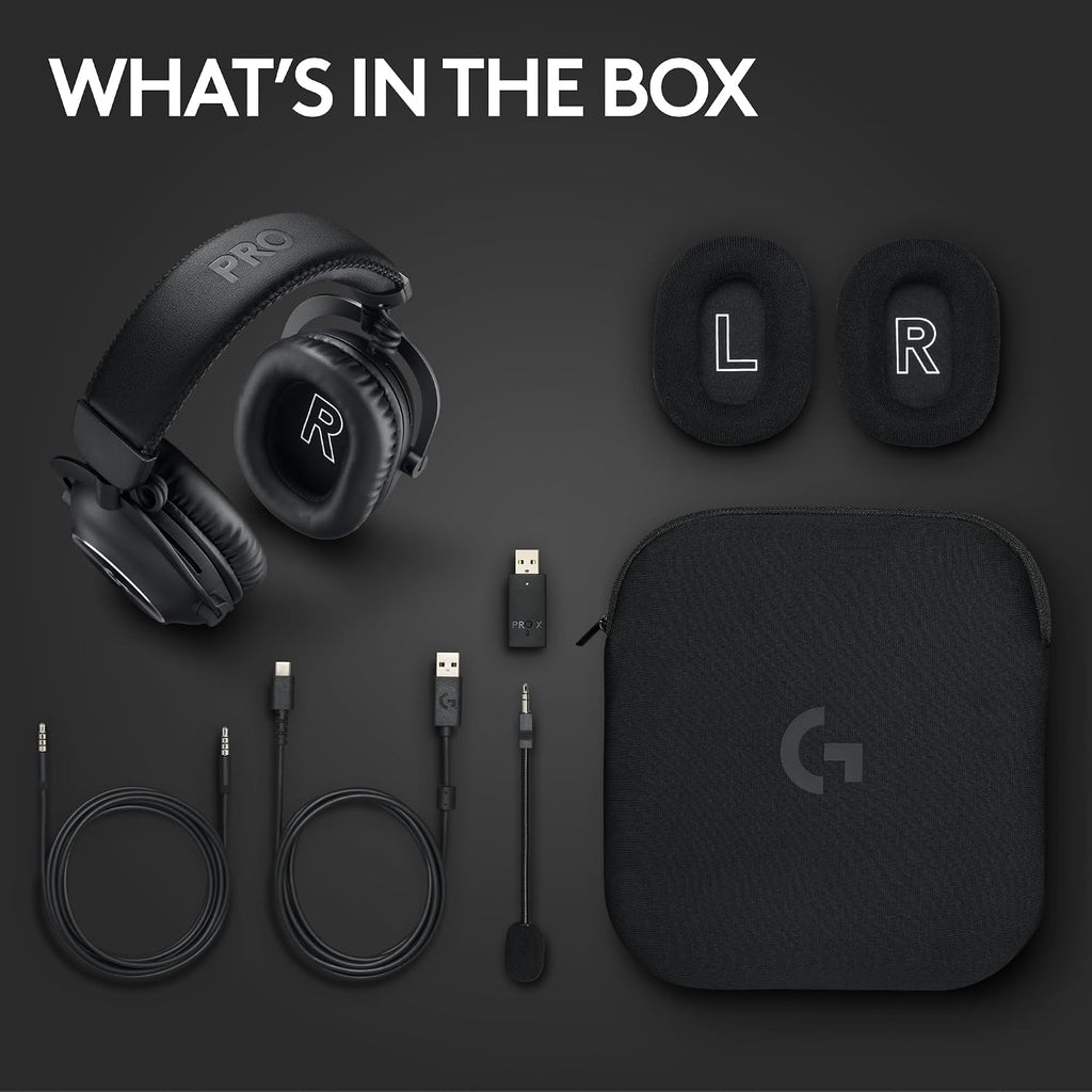 Logitech G PRO X 2 Lightspeed Wireless Gaming Headset, Detachable Boom Mic, 50mm Graphene Drivers, DTS:X Headphone 2.0—7.1 Surround, Bluetooth/USB/3.5mm Aux, for PC, PS5, PS4, Nintendo Switch - Black