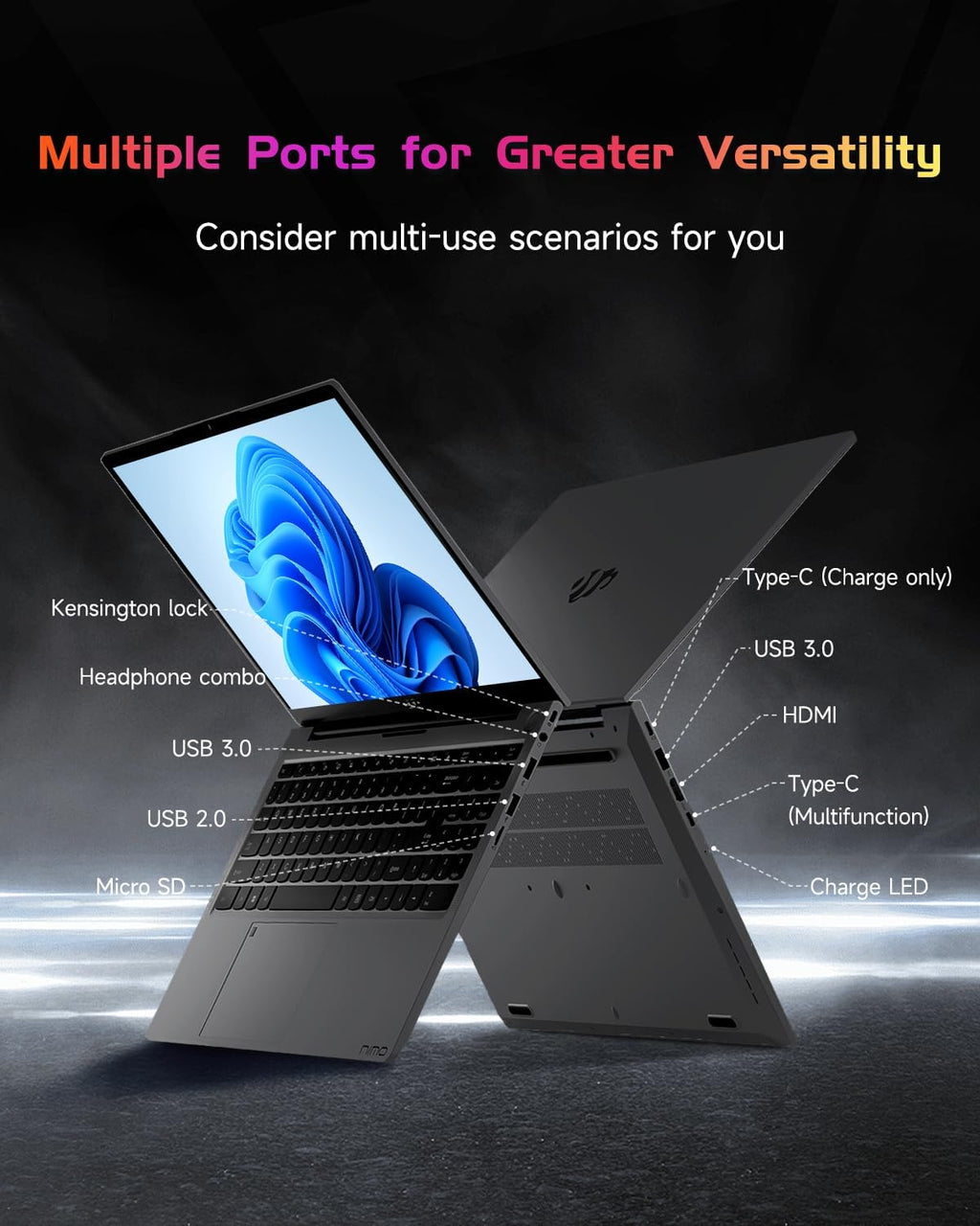 NIMO 15.6' IPS FHD Laptop, Intel Pentium Quad Core N100 4GB RAM 128GB SSD (Beat i3-1115G4, Up to 3.4GHz) Computer with Backlit Keyboard Fingerprint WiFi 6 BT5.2, for Student and Home